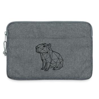 Capybara Géométrique Origami Moderne Animal Noir - Sacoche pour ordinateur portable 13 pouces - gris chiné - Devant