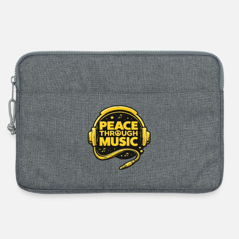 Frieden durch Musik Logo mit Kopfhörern - Laptoptasche 13" - Grau meliert