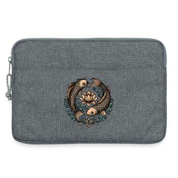 Koi and Lotus Circle Harmony Tattoo - Laptop bag 13" - heather grey - Front