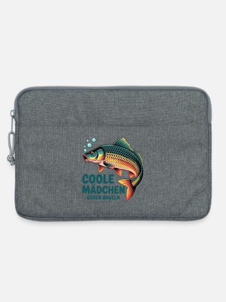 Coole Mädchen Angeln Karpfen - Laptoptasche 13" - Grau meliert
