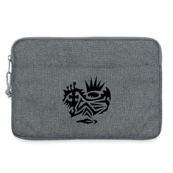 Tatouage tribal sur le visage avec croix - Sacoche pour ordinateur portable 13 pouces - gris chiné - Devant