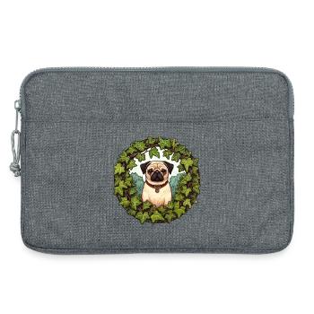 Pug in Ivy Wreath - Laptop bag 13" - heather grey - Front