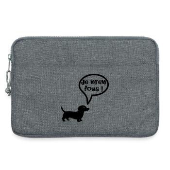 Chien - Je m'en fous - Sacoche pour ordinateur portable 13 pouces - gris chiné - Devant