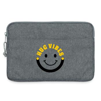 Minimalist Hug Vibes – Typographie avec courbe de sourire - Sacoche pour ordinateur portable 13 pouces - gris chiné - Devant