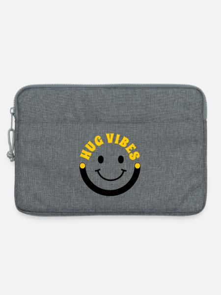Minimalist Hug Vibes – Typography with Smile Curve - Laptop bag 13" - heather grey