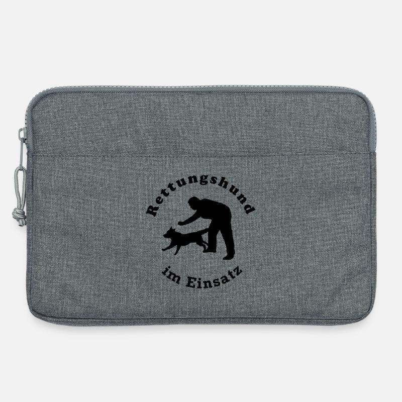 Rettungshund im Einsatz Rund schwarz Transparent - Laptoptasche 13" - Grau meliert