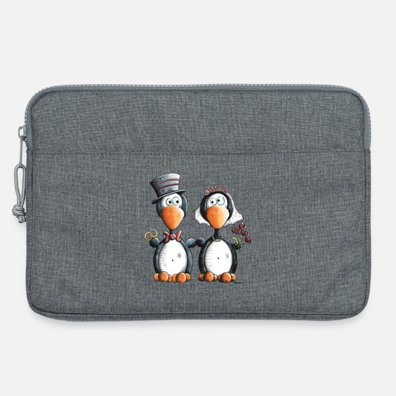 Pinguin Hochzeit - Laptoptasche 13" - Grau meliert