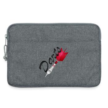 einzelner roter Dartpfeil mit Darts Typografie - Laptoptasche 13" - Grau meliert - Vorne