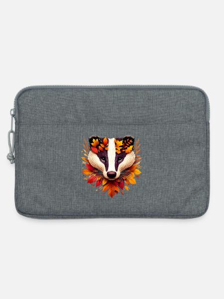 Ein Dachs, gestaltet aus verschiedenen Blättern - Laptoptasche 13" - Grau meliert