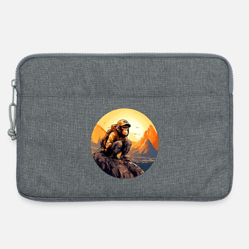 Affen Wandern / Bergsteiger Affe - Laptoptasche 13" - Grau meliert