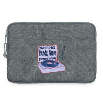 Plattenspieler statt Freunde – Musik ist genug - Laptoptasche 13" - Grau meliert - Vorne