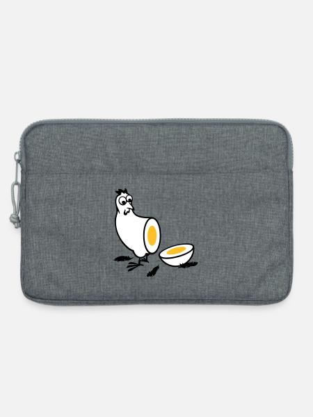 Huhn oder Ei - Laptoptasche 13" - Grau meliert