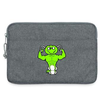Raupe Bodybuilder Muskelaufbau Stark Fitness Gym - Laptoptasche 13" - Grau meliert - Vorne
