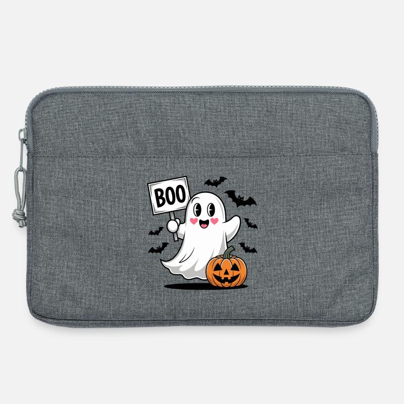 Halloween Boo Geist mit Kürbis - Laptoptasche 13" - Grau meliert