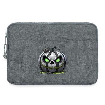 Citrouille zombie sinistre aux yeux verts - Sacoche pour ordinateur portable 13 pouces - gris chiné - Devant