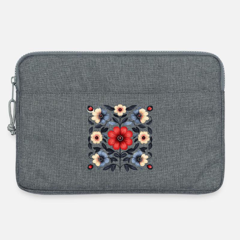 nordisches Blumenmuster - Laptoptasche 13" - Grau meliert
