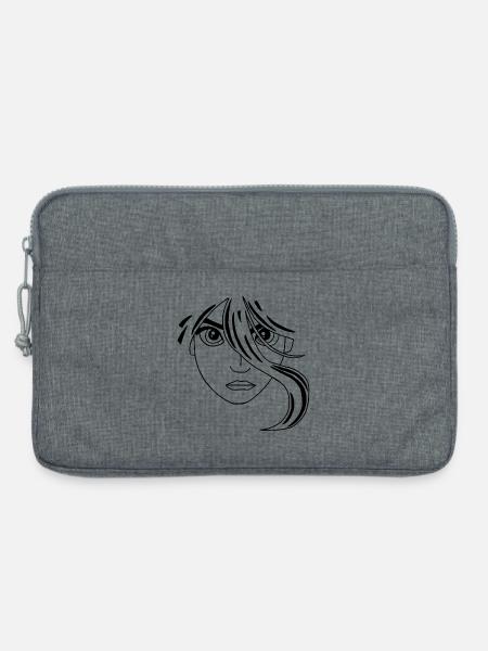 Schwarzes Manga-Gesicht - Laptoptasche 13" - Grau meliert