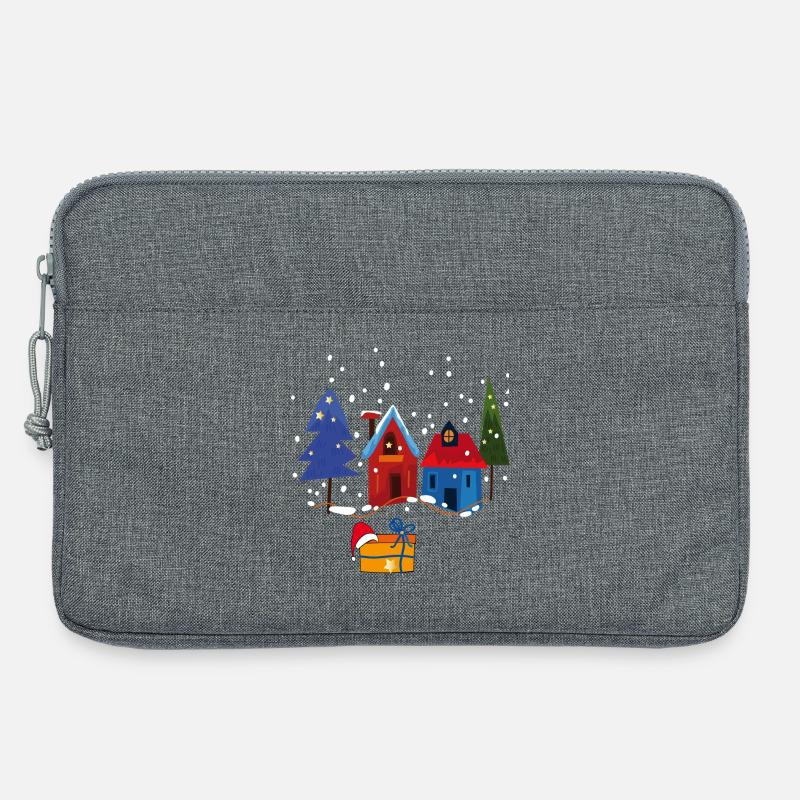 Winterliche Häuser mit Schnee - Laptoptasche 13" - Grau meliert