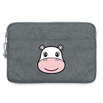 Nilpferd Kopf Gesicht Maske Lächeln - Laptoptasche 13" - Grau meliert - Vorne