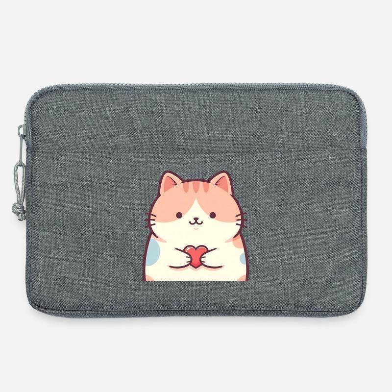 Kuschelkätzchen Herz Cartoon Katze - Laptoptasche 13" - Grau meliert