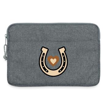 Fer à cheval Cœur Porte-bonheur Équitation - Sacoche pour ordinateur portable 13 pouces - gris chiné - Devant