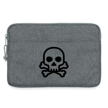 tête de mort, pirate, crâne, skull, icône, os croi - Sacoche pour ordinateur portable 13 pouces - gris chiné - Devant