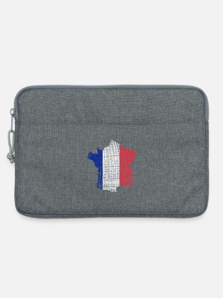 Frankreich Kartenflagge im Strichstil - Laptoptasche 13" - Grau meliert