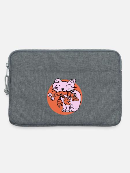 Katze frisst Krebs auf - Laptoptasche 13" - Grau meliert