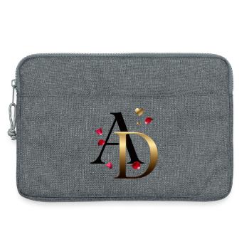 AD Goldmonogramm mit Rosen - Laptoptasche 13" - Grau meliert - Vorne