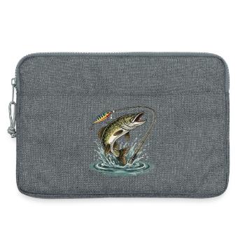 FISHING. WAIT. CATCH. - Laptop bag 13" - heather grey - Front
