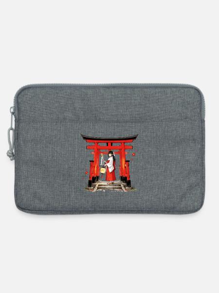 Miko Shrine Maiden – Japanische Priesterin - Laptoptasche 13" - Grau meliert