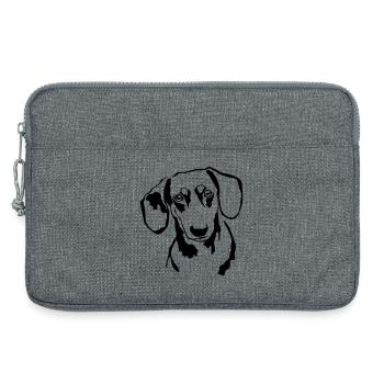 Dachshund head - Laptop bag 13" - heather grey - Front