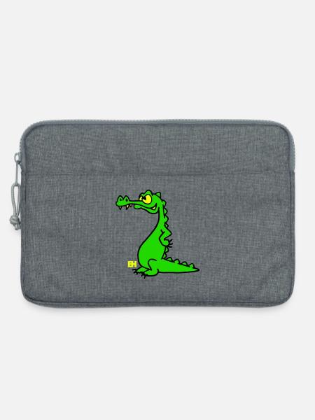 Smiling Crocodile, Three Color Design - Laptop bag 13" - heather grey