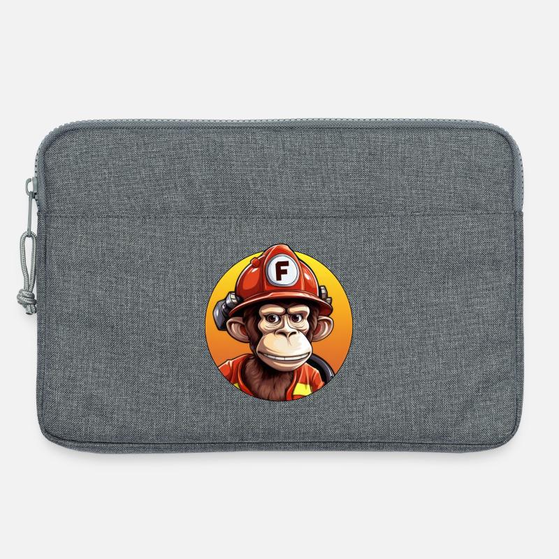Feuerwehrmann / Affe - Laptoptasche 13" - Grau meliert