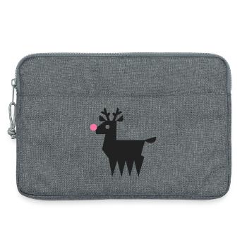 Renne Rudolf logo L noir avec nez rose fluo - Sacoche pour ordinateur portable 13 pouces - gris chiné - Devant