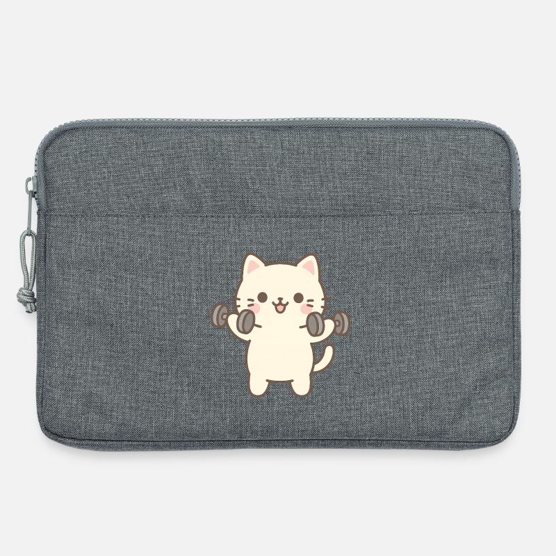 Kätzchen beim Krafttraining - Laptoptasche 13" - Grau meliert