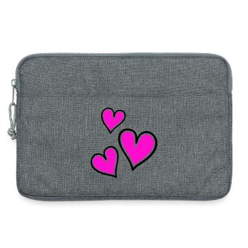 Motif de coeur rose vif - Sacoche pour ordinateur portable 13 pouces - gris chiné - Devant