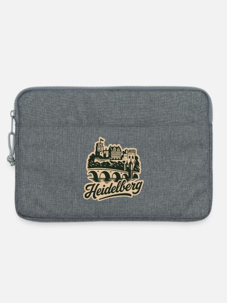 Heidelberg Skyline mit Retro Schriftzug - Laptoptasche 13" - Grau meliert