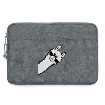 Llama en colère regard côté lunettes de soleil Cool Sour - Sacoche pour ordinateur portable 13 pouces - gris chiné - Devant