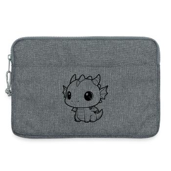 Mignon bébé dragon | Vecteur kawaii et câlin - Sacoche pour ordinateur portable 13 pouces - gris chiné - Devant