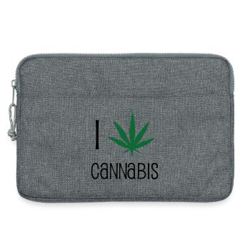 J'aime le cannabis - Sacoche pour ordinateur portable 13 pouces - gris chiné - Devant