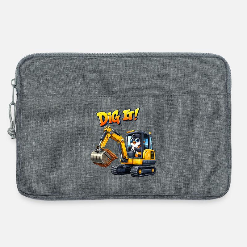Süßer Pinguin Cartoon Baggerfahrer Baugeräteführer - Laptoptasche 13" - Grau meliert