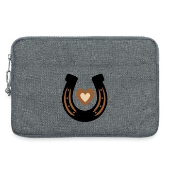 Cœur de fer à cheval Chance équestre - Sacoche pour ordinateur portable 13 pouces - gris chiné - Devant