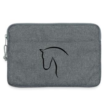 Pferd elegante Silhouette Pferdekopf - Laptoptasche 13" - Grau meliert - Vorne