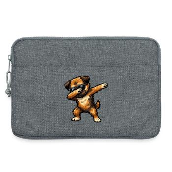 Dab du Border Terrier dans un style comique - Sacoche pour ordinateur portable 13 pouces - gris chiné - Devant
