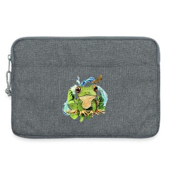 Cute frog in pond magic - Laptop bag 13" - heather grey - Front