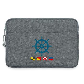 Love – Maritime steering wheel with signal flags - Laptop bag 13" - heather grey - Front