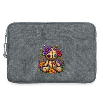 Poupée vaudou fleur avec des points de couture - Sacoche pour ordinateur portable 13 pouces - gris chiné - Devant
