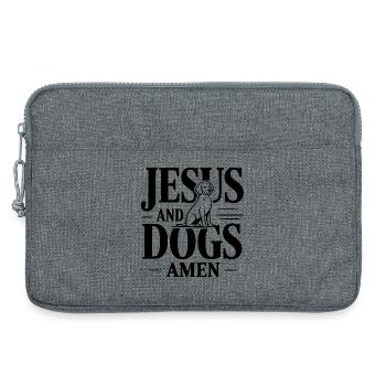 Jésus et les chiens amen - Sacoche pour ordinateur portable 13 pouces - gris chiné - Devant