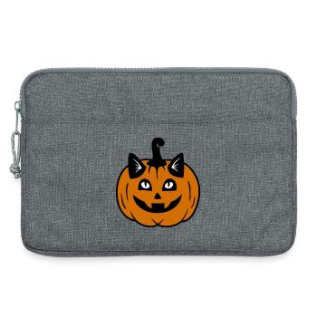 Halloween Katze Kürbiskopf - Laptoptasche 13" - Grau meliert - Vorne
